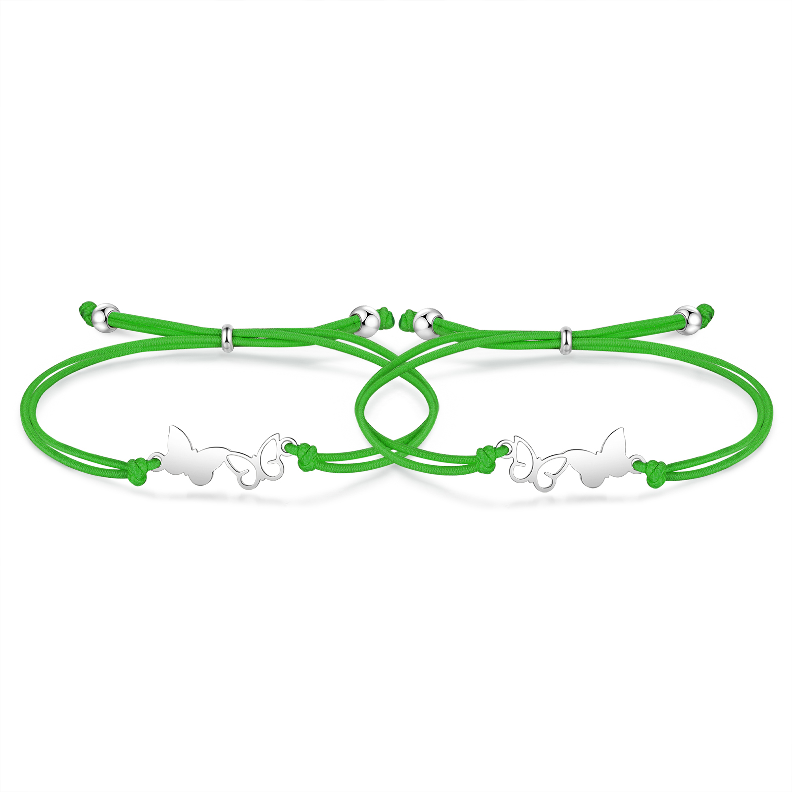 2PCS Bracelet Initiale Papillons 2 Lettres Personnalisées Corde élastiques Cadeau Rentrée Scolaire Premier jour d’école｜Jessemade