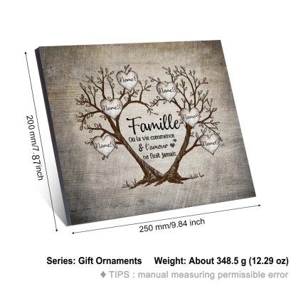 3-9 Noms Cadre en Bois Arbre de Vie Arbre Généalogique Personnalisés pour Famille | Jessemade