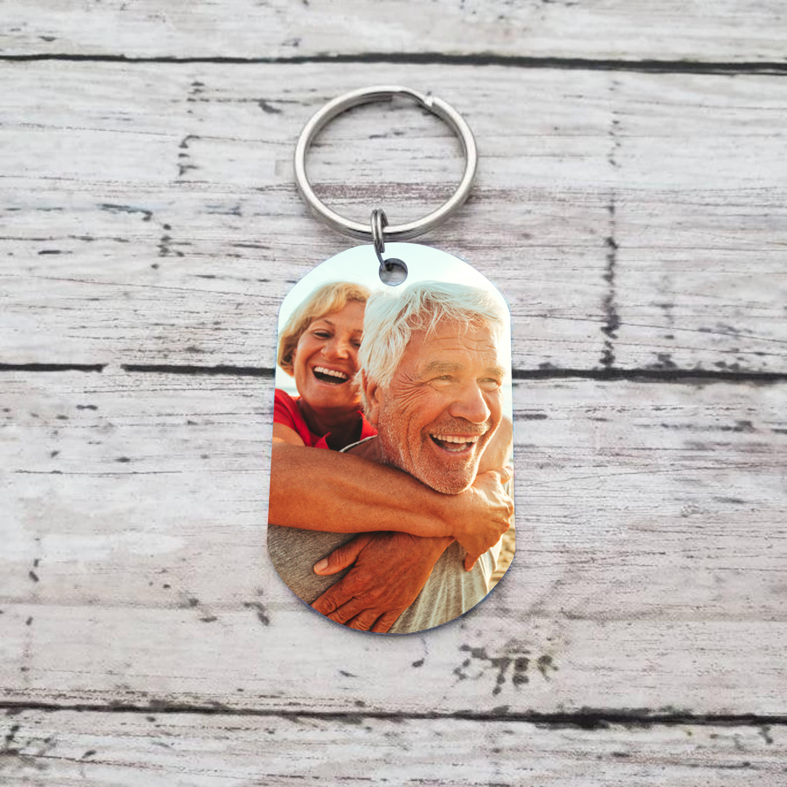 Porte-Clés 2 Prénoms et 1 Photo Personnalisés pour Couple