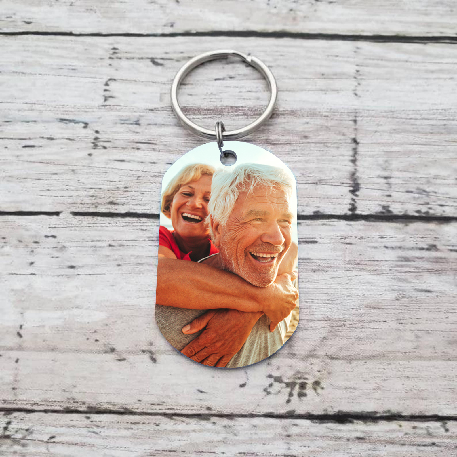Porte-Clés 2 Prénoms et 1 Photo Personnalisés pour Couple