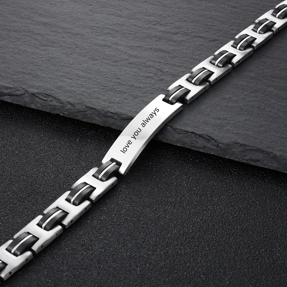 Bracelet Homme Ouvert En Acier Inoxydable Avec Gravures - Style Vintage, Cadeau Personnalisé Pour Fils, Anniversaire, Noël