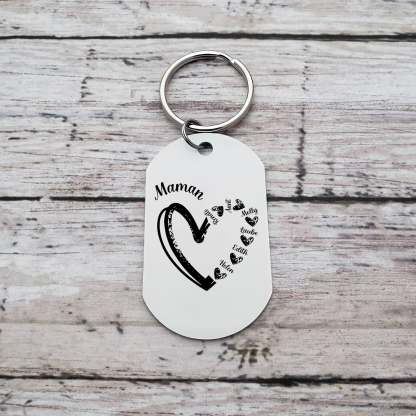 À Ma Maman - Porte-Clés Cœur 2-7 Noms Personnalisés