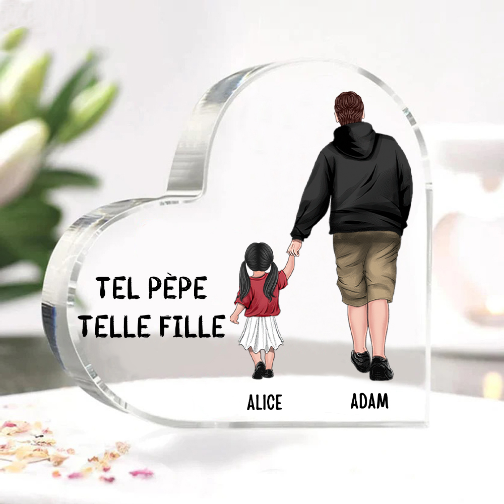 Plaque Acrylique 2 Prénoms Personnalisés pour Papa et Fille-Jessemade FR