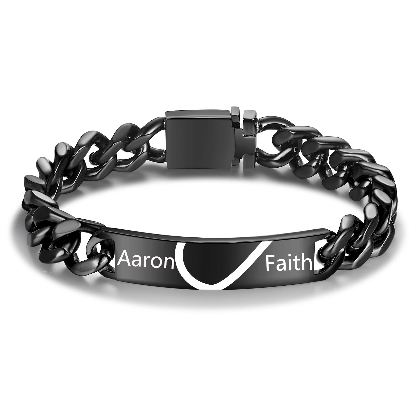 Bracelet couple 2PCS avec 2 Prénoms Personnalisés Gourmette bracelet en commun｜Jessemade