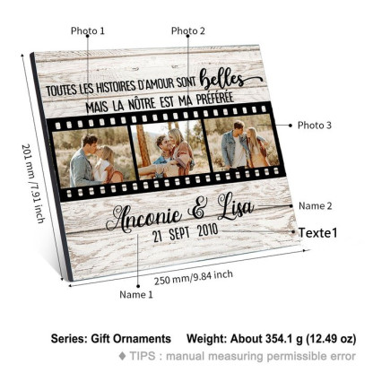 Cadre en bois de Saint-Valentin 2 Prénoms personnalisé avec 3 photos | Jessemade