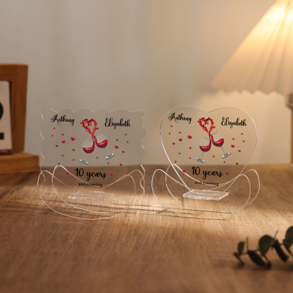 Ornements Panneau Acrylique 2 Prénoms et 1 Texte Personnalisés pour Couple