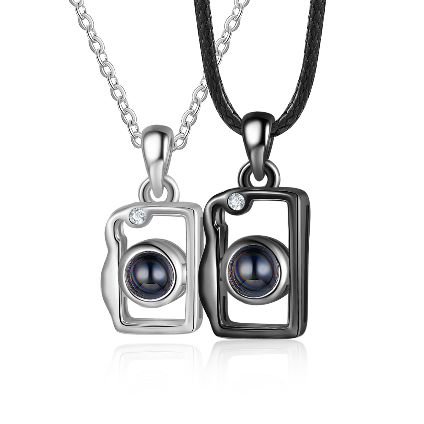 100 langues "Je t'aime" collier 2PCS Collier de projection photo personnalisé｜Jessemade