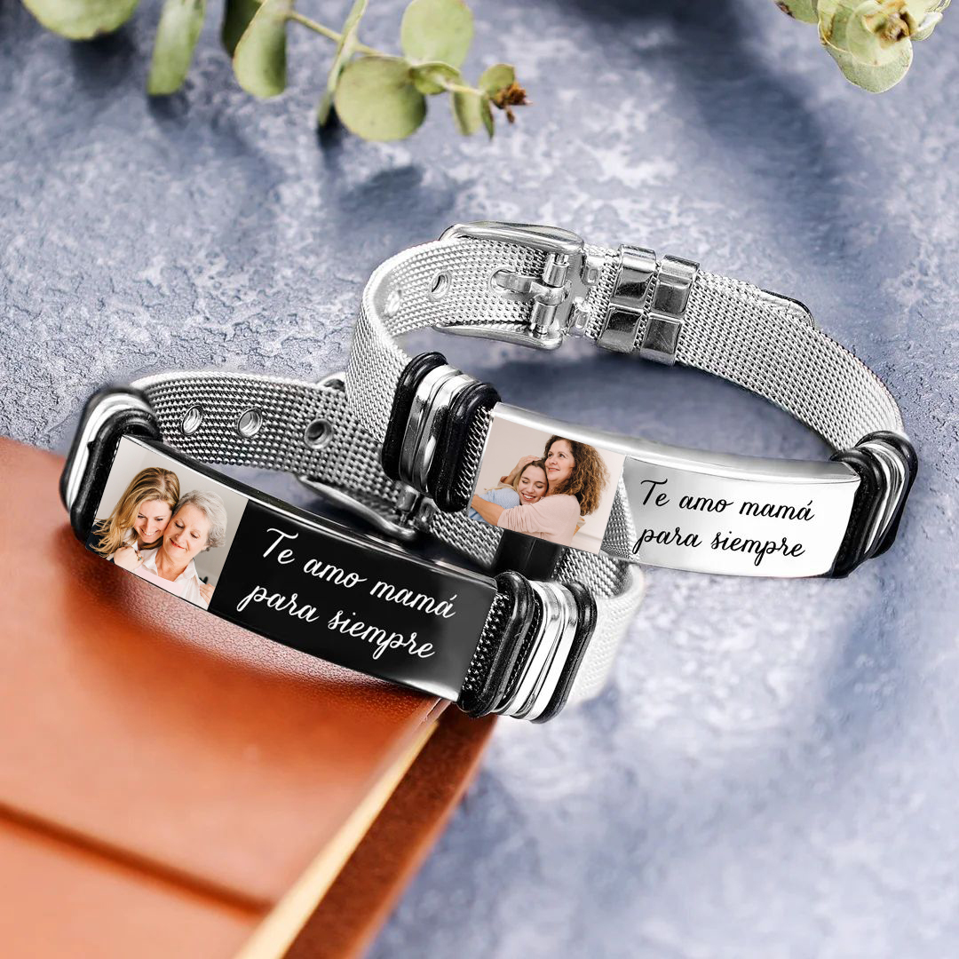 Bracelet 2 Prénoms Personnalisé texte avec photo