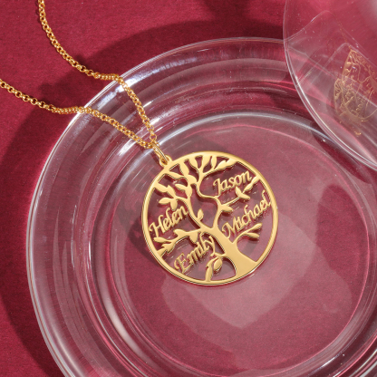 Collier Argent Arbre de vie Arbre généalogique 4 prenoms
