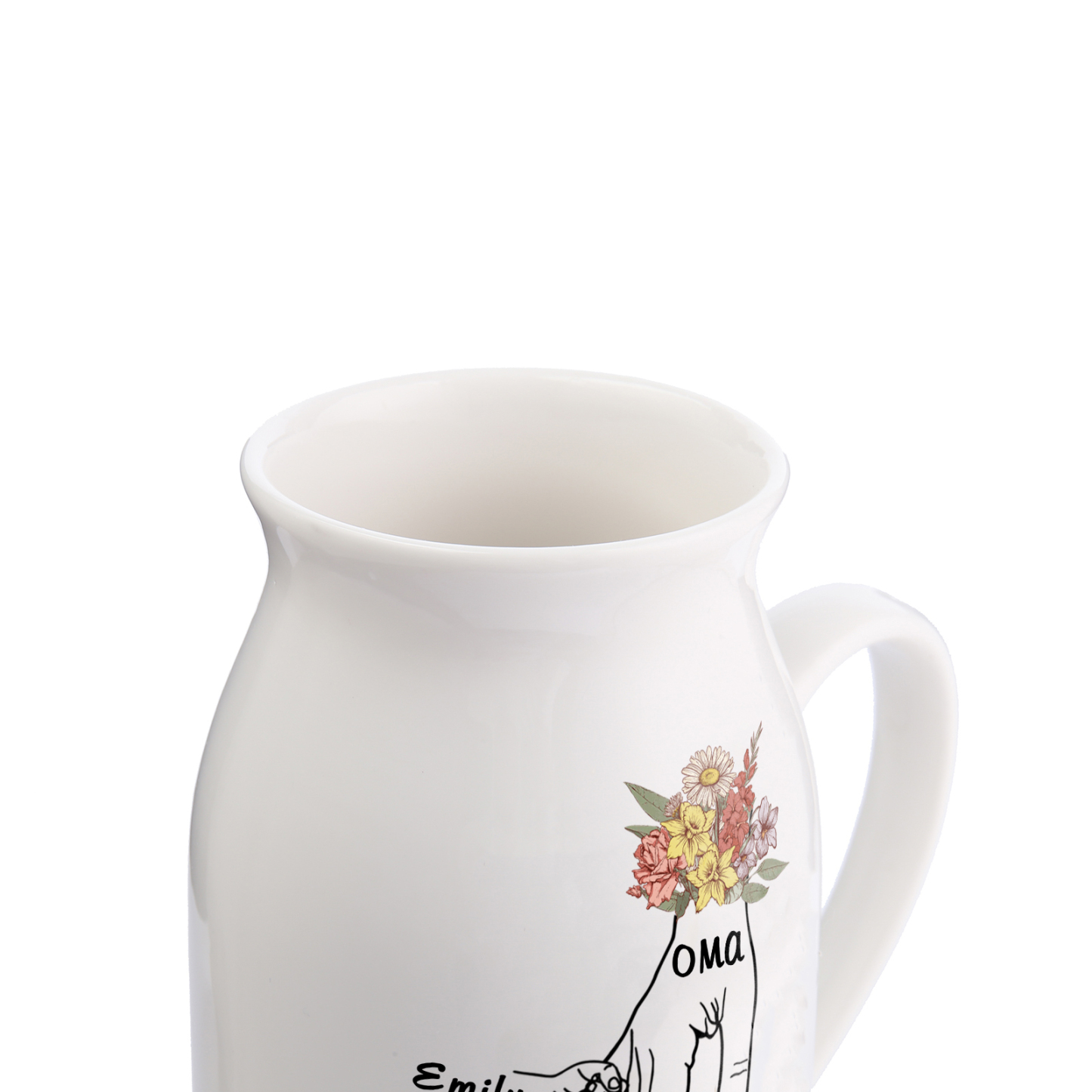 Vase à Fleurs la main dans la main 2 Prénoms Personnalisés avec Texte Décoration de la Maison