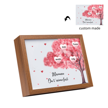 Cadre Photo LED Arbre 4 Prénoms Personnalisés avec 1 Texte Décoration Famille