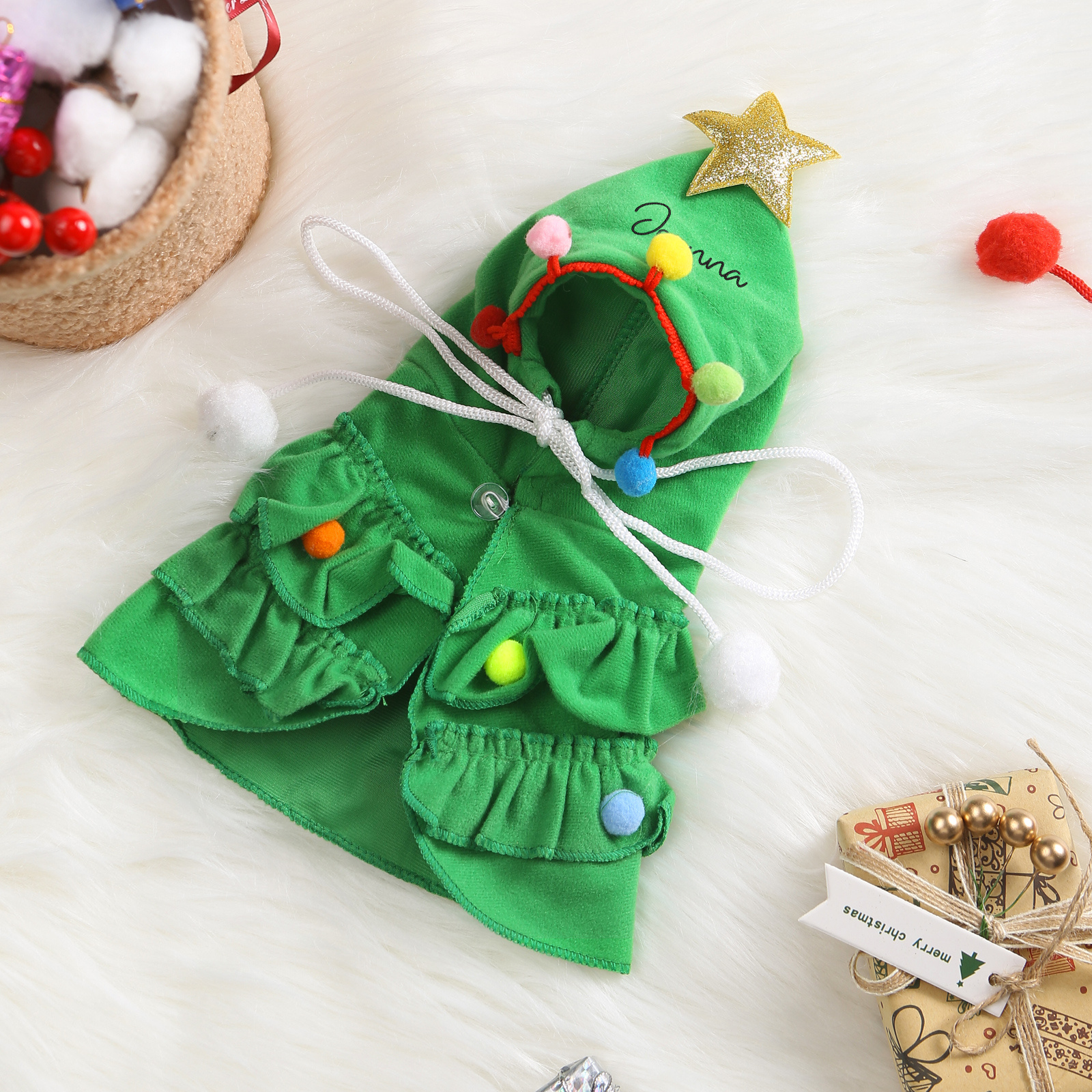 Costume de Noël pour Animaux – Déguisement Sapin pour Chien ou Chat | Tenue Festive Adorable pour les Fêtes