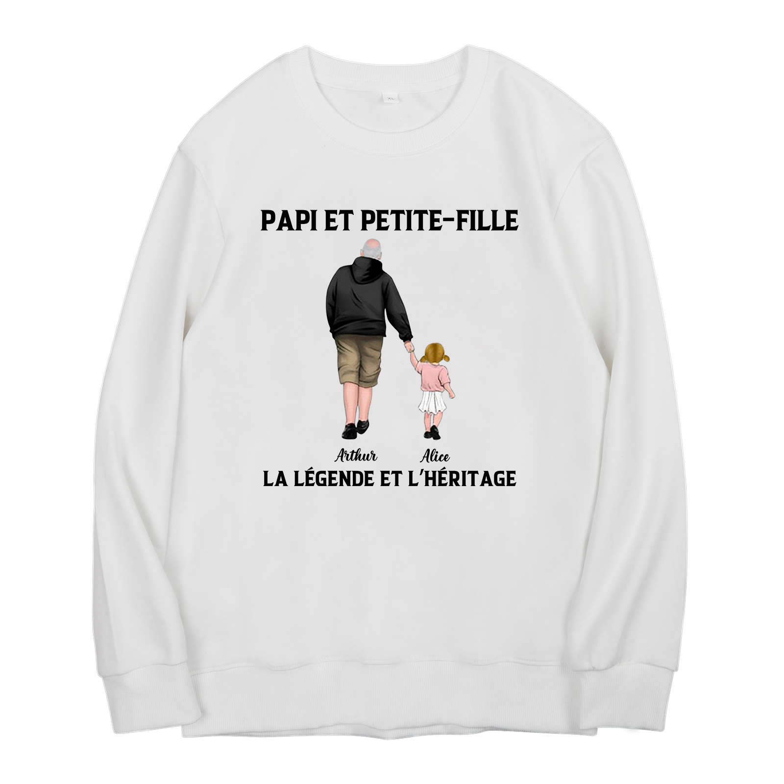 À mon Papi - Sweat-Shirt Papi et Petite-Fille 2 Prénoms Personnalisés-Jessemade FR