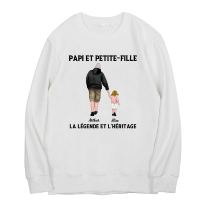 À mon Papi - Sweat-Shirt Papi et Petite-Fille 2 Prénoms Personnalisés-Jessemade FR