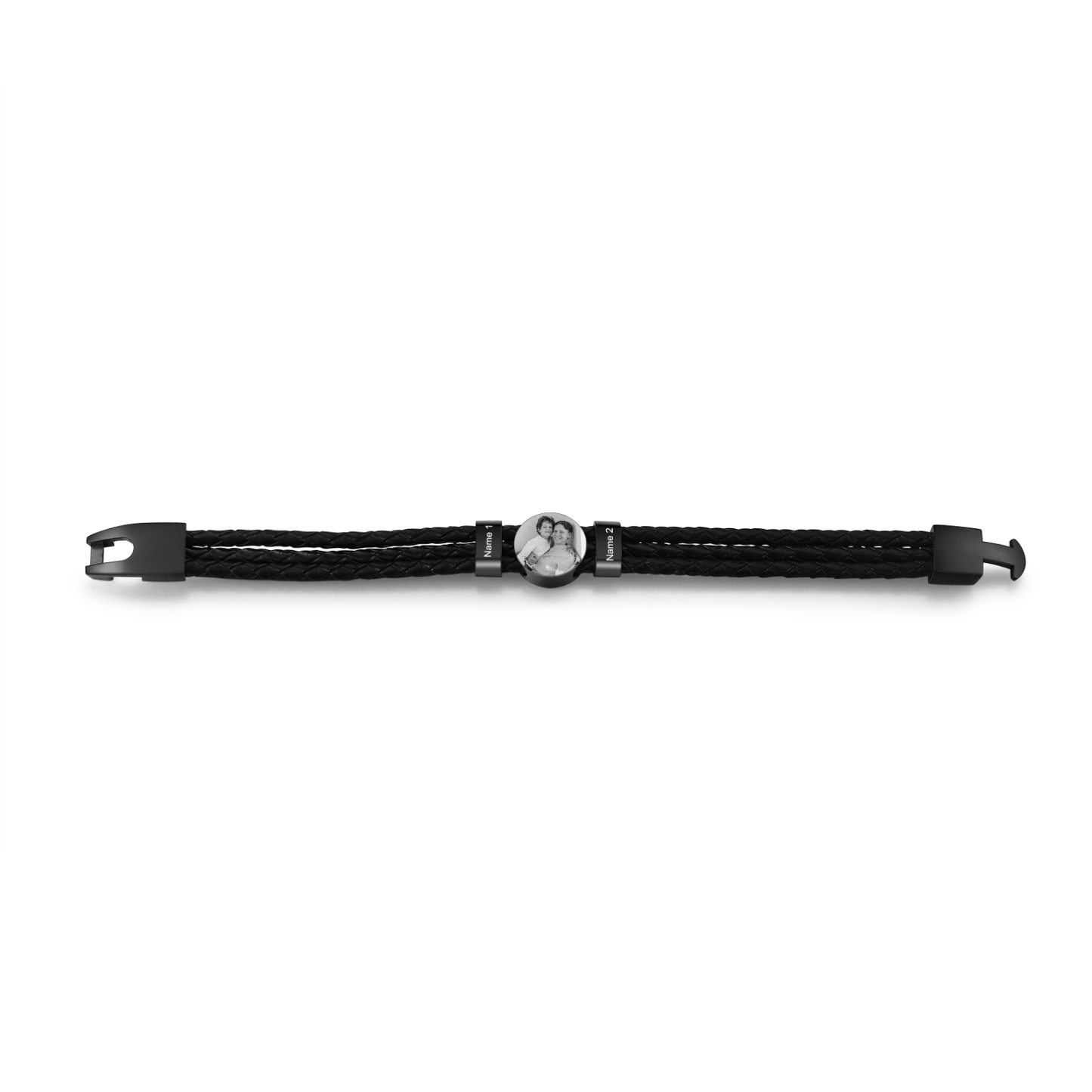 Bracelet en Cuir 2 Prénoms Personnalisés avec Photo Bracelet Personnalisé Homme|Jessemade