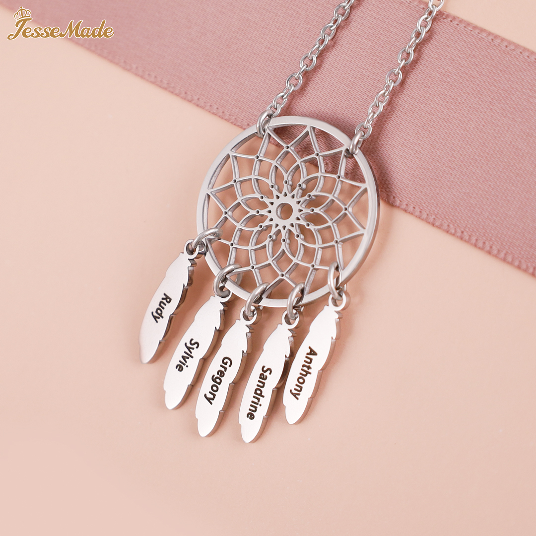 Collier Capteur de rêves 1 Prénom Personnalisé Attrape-Rêves