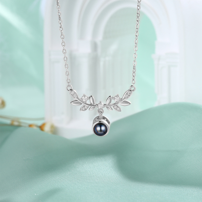 Collier Pendentif Feuille de Projection Photo Personnalisée
