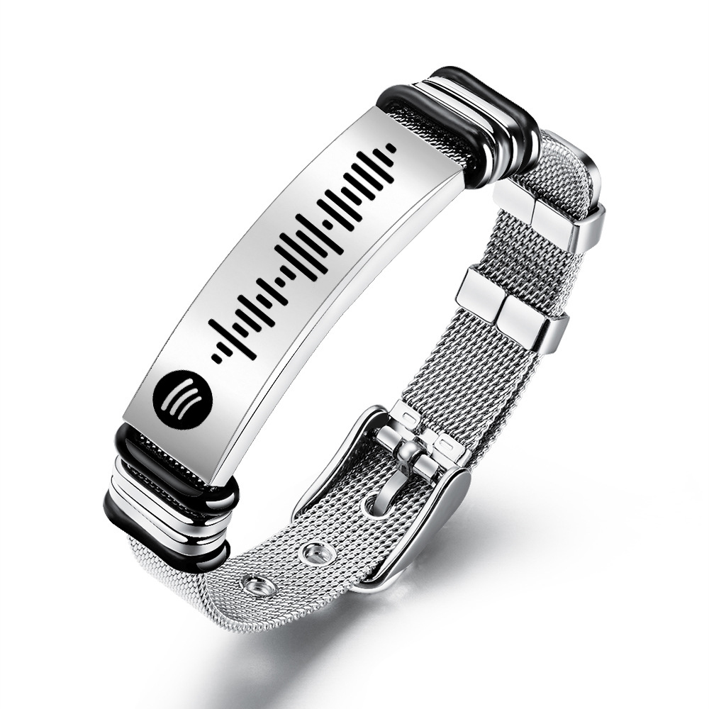 Bracelet De Code Spotify Personnalisée Scannable Plaque De Musique Bracelet Homme