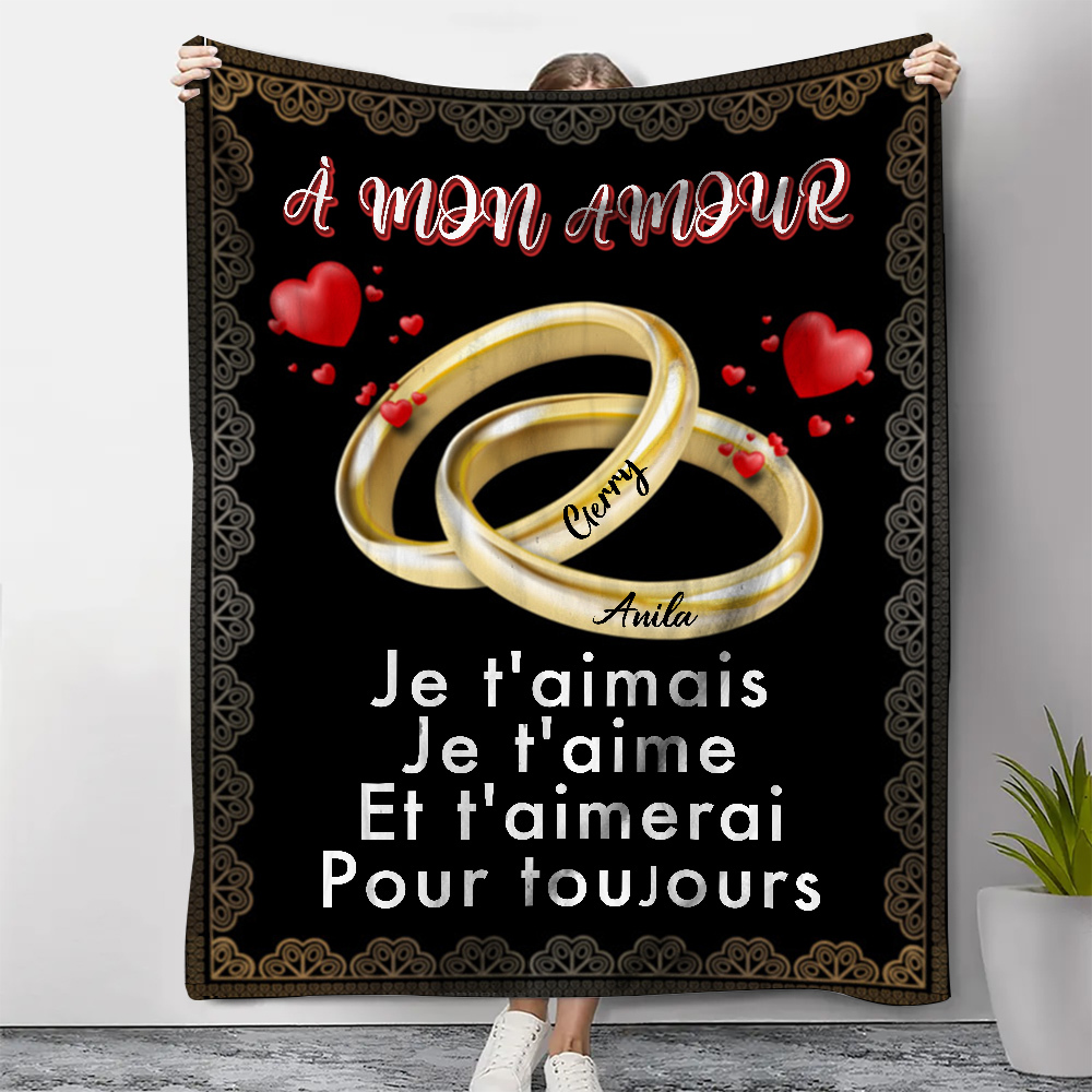 Plaid Personnalisé en Flanelle – Ajoutez Vos Noms pour un Cadeau Romantique et Créatif | Jessemade