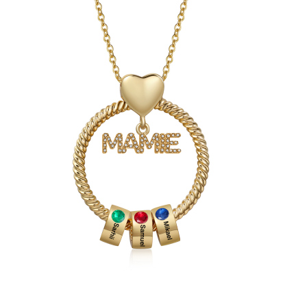 À ma Mamie - Collier Personnalisé avec 1-5 Prénoms et Pierre de naissance Collier Pendentif Or/Argent｜Jessemade