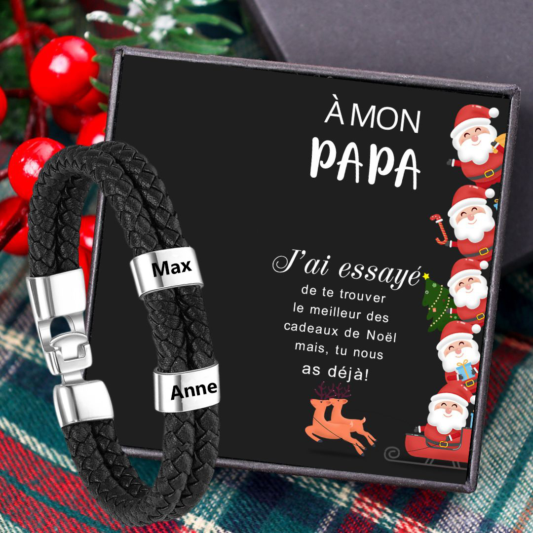 À mon Papa - 1-8 Noms Bracelet Cuir tressé Personnalisé Bracelet Homme