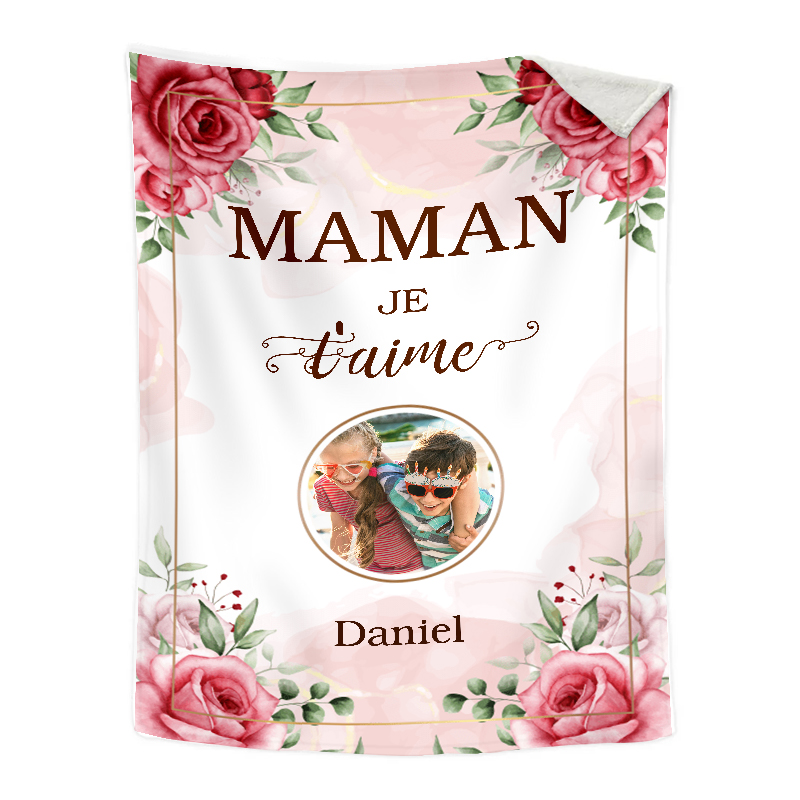À ma Maman - Couverture Plaids Polaire 1 Prénom et Photo Personnalisés