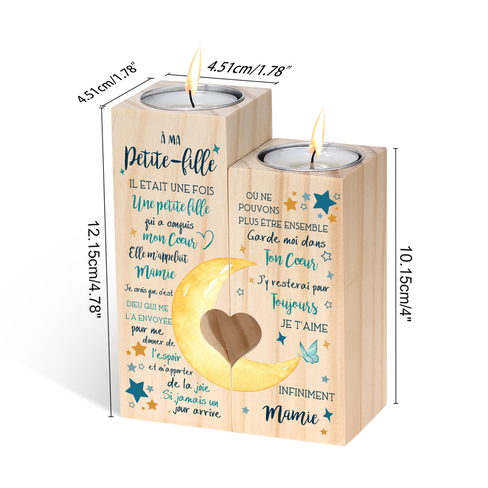 À ma Petite-Fille - Bougeoir en Bois sans bougie Cadeau de Mamie pour Petite-Fille