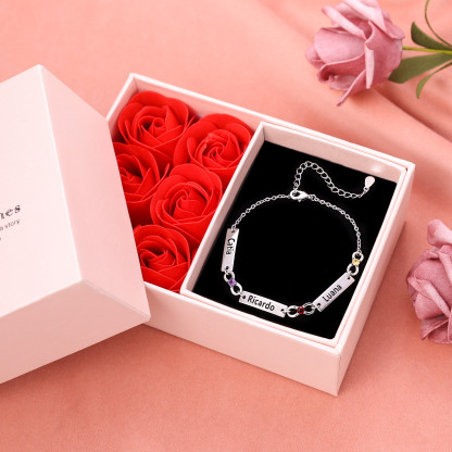 Bracelet infini Bracelet Pierre De Naissance avec 3 Prénoms Personnalisé pour Femme｜Jessemade
