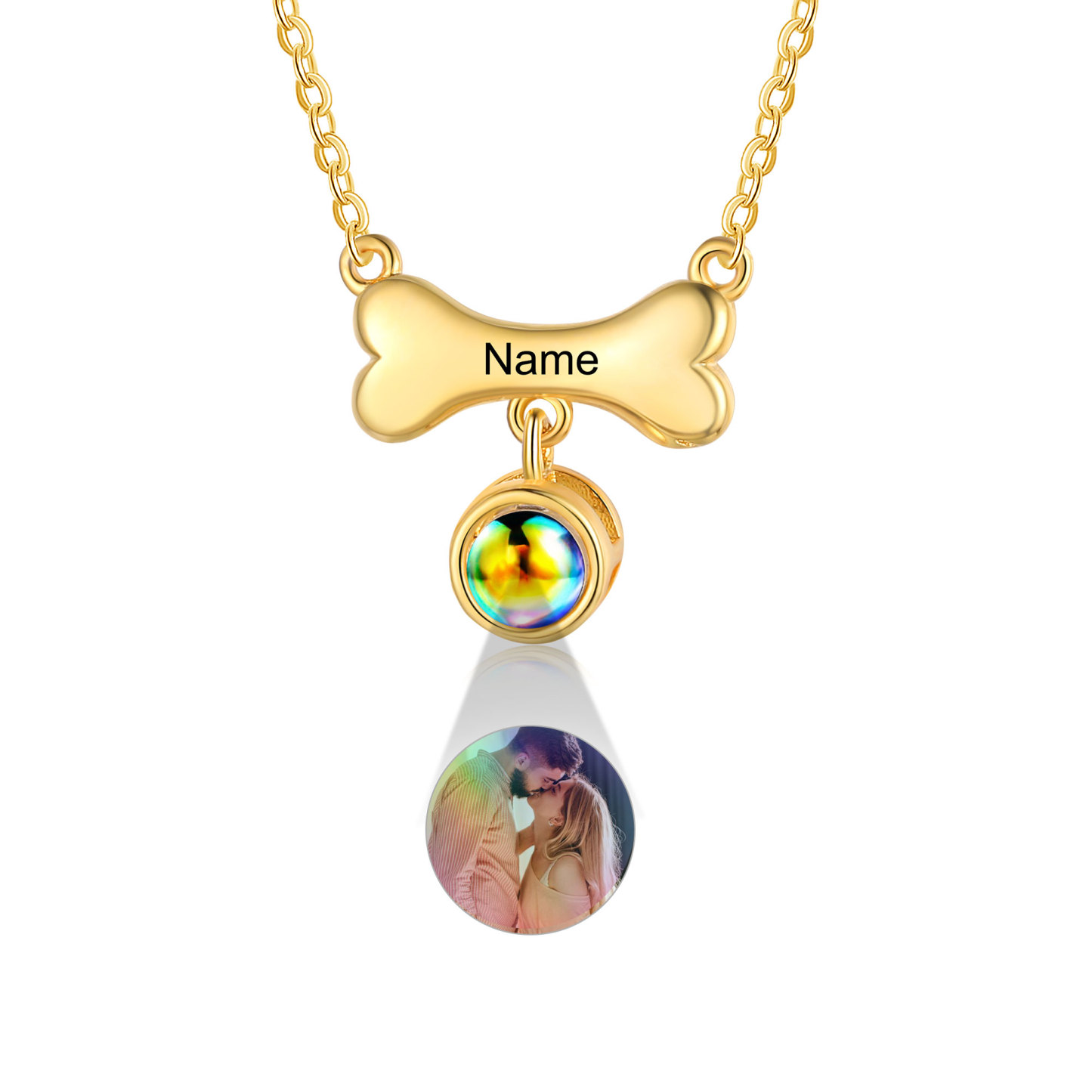 Collier de Projection d'os de chien Photo Personnalisée