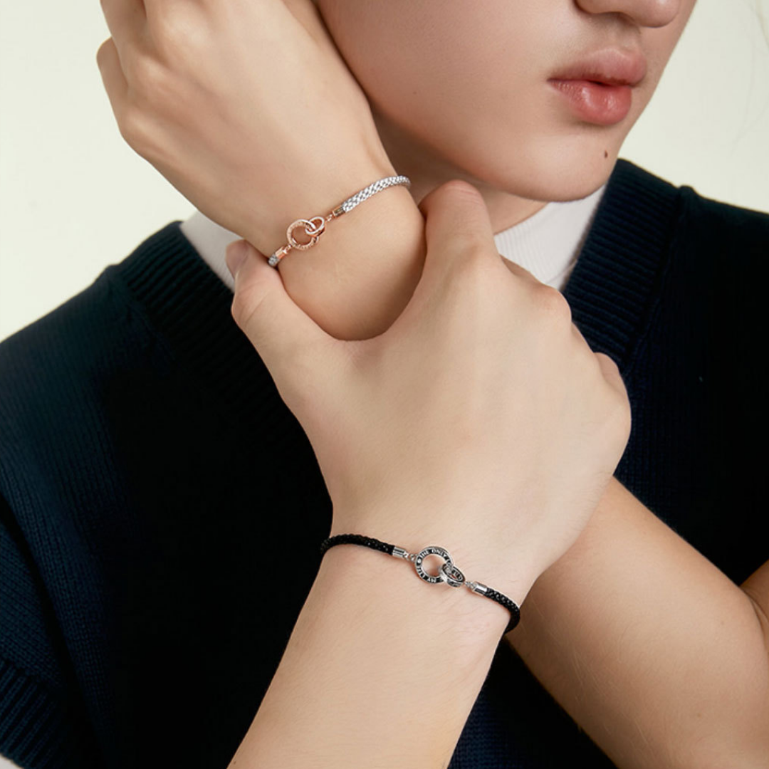 2PCS Bracelets 2 Prénoms Personnalisés Bracelet en Commun pour Couple｜Jessemade