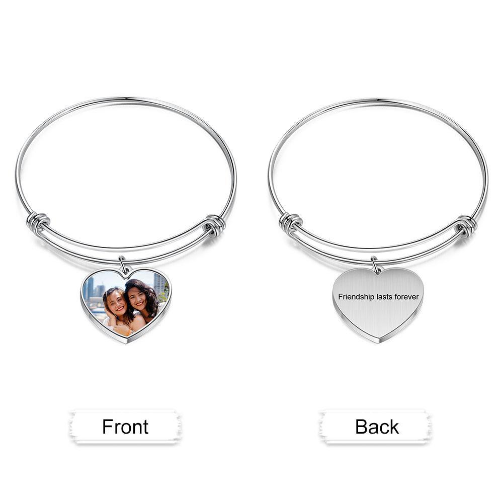 Bracelet Photo Personnalisé avec Cœur Breloque