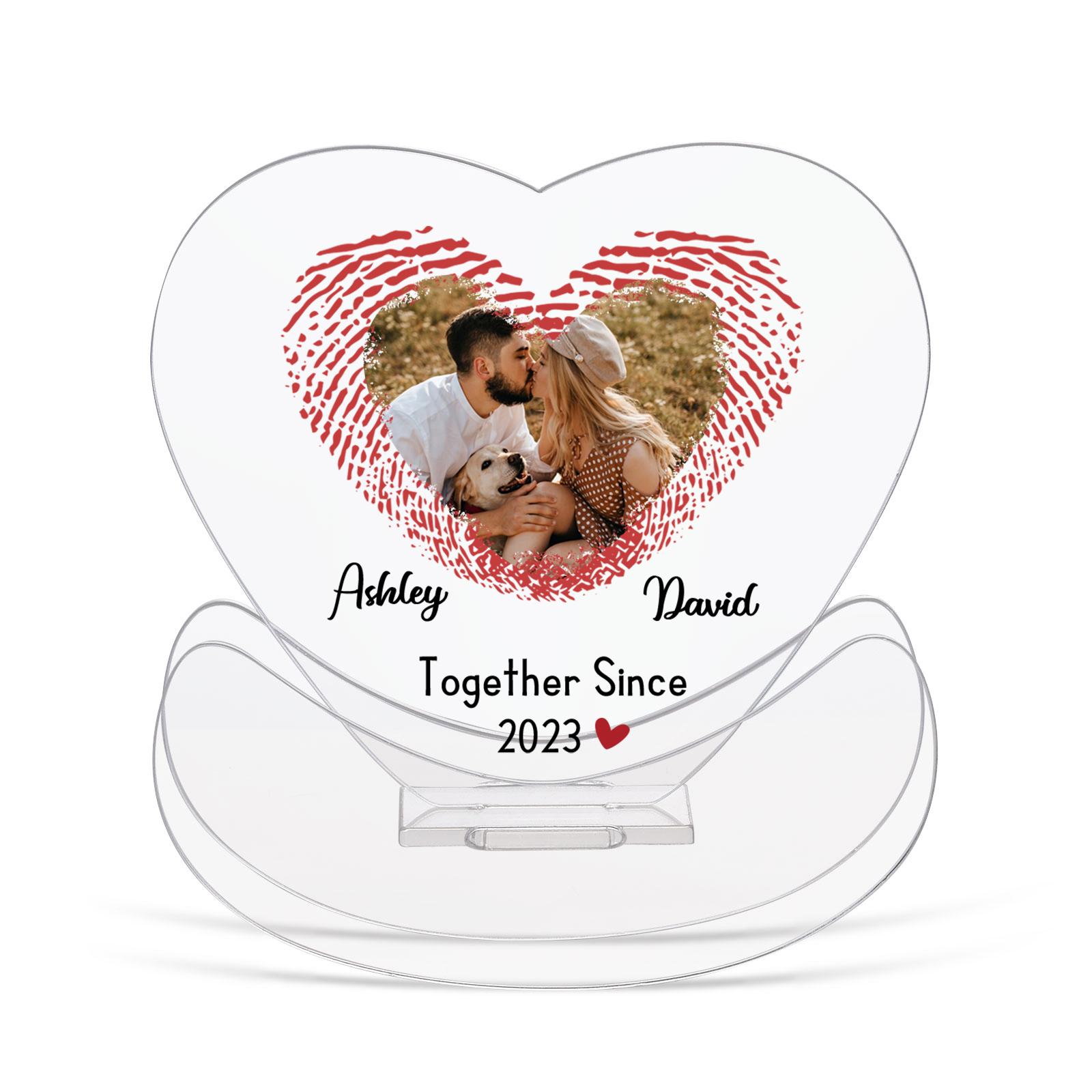 Ornements Panneau Acrylique 2 Prénoms et Photo Personnalisés avec Texte pour Couple