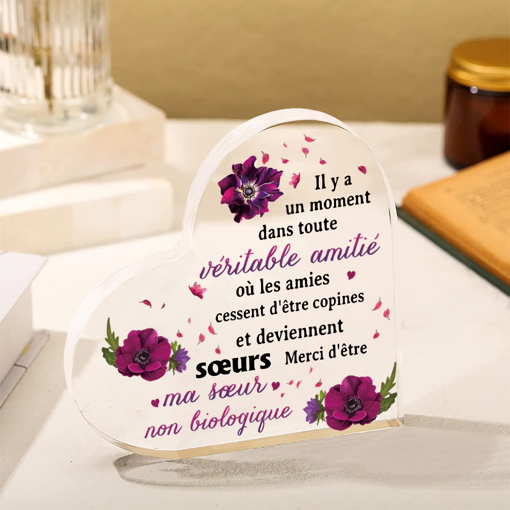 À Ma Meilleure Amie-Plaque Acrylique en Forme de Coeur