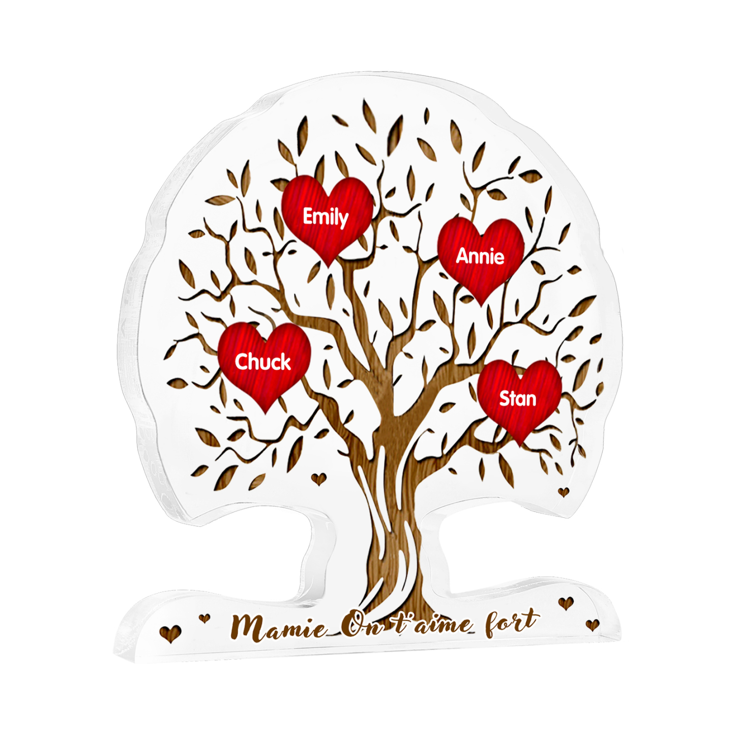 À Mamie - Plaque Acrylique en Forme d'Arbre de Vie 4 Prénoms Personnalisés avec Texte Cadeau Famille | Jessemade