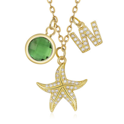 Collier Enfants Bébé Collier Étoile de mer 1 Pierre de Naissance et 1