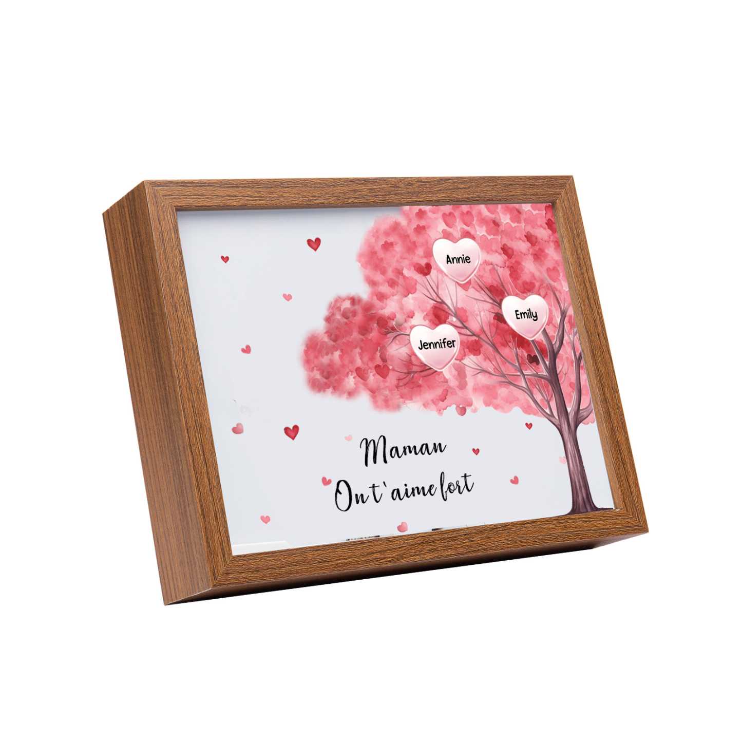 Cadre Photo LED Arbre 3 Prénoms Personnalisés avec 1 Texte Décoration Famille