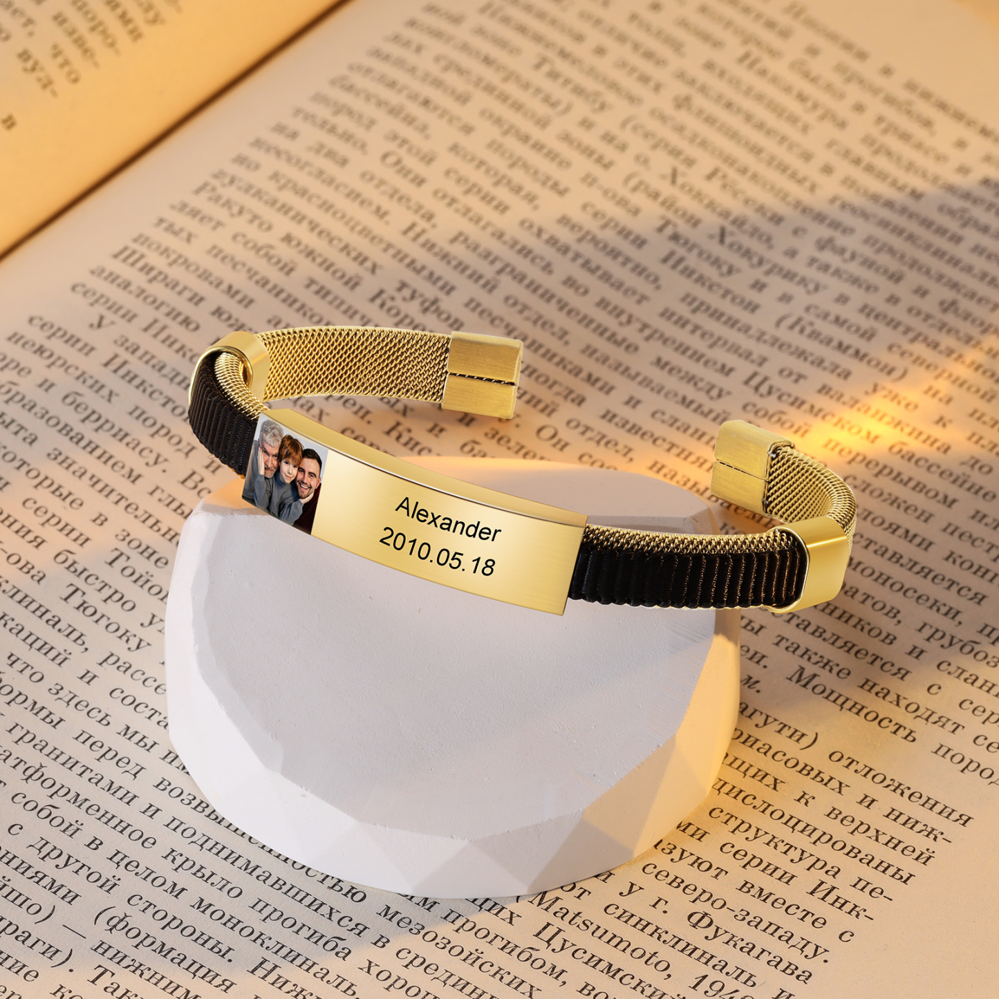 Bracelet Photo Personnalisé Bracelets Gourmette Gravure Prénom avec Date Argent/Or|Jessemade