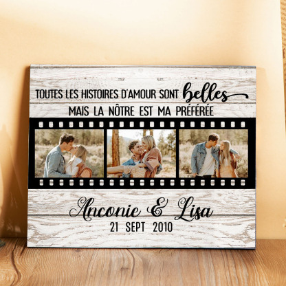Jessemade FR Cadre en bois de Saint-Valentin 2 Prénoms personnalisé avec 3 photo
