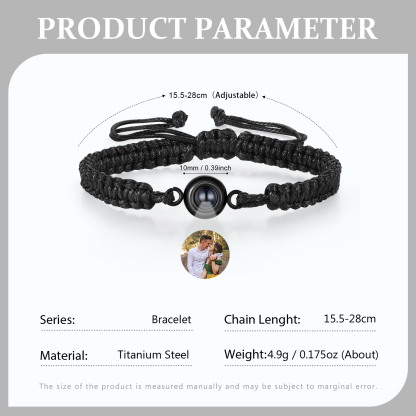 Bracelet Acier Titane Personnalisée Bracelet Photo Projection  Noir pour Couple｜ Jessemade