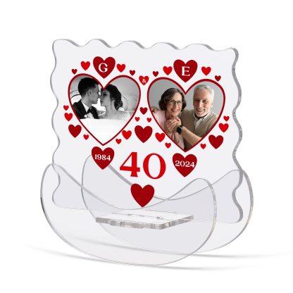 Ornements Panneau Acrylique 2 Lettres et Photos Personnalisées avec Nombre et Année pour Couple