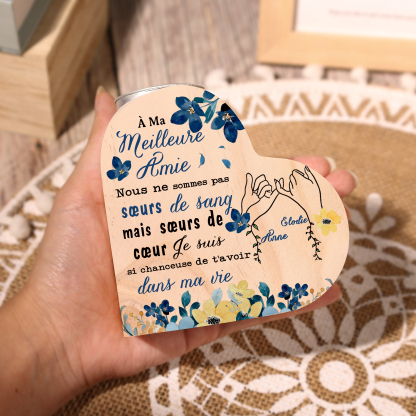 À Ma Meilleure Amie - Bougeoir en Bois 2 Prénoms Personnalisés sans bougie