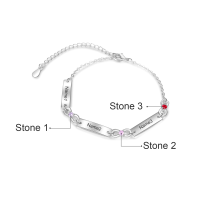 Bracelet infini Bracelet Pierre De Naissance avec 3 Prénoms Personnalisé pour Femme｜Jessemade