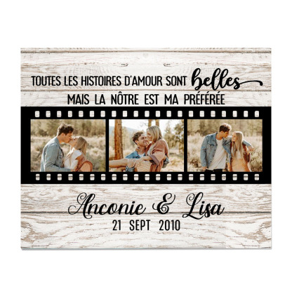 Cadre en bois de Saint-Valentin 2 Prénoms personnalisé avec 3 photos | Jessemade