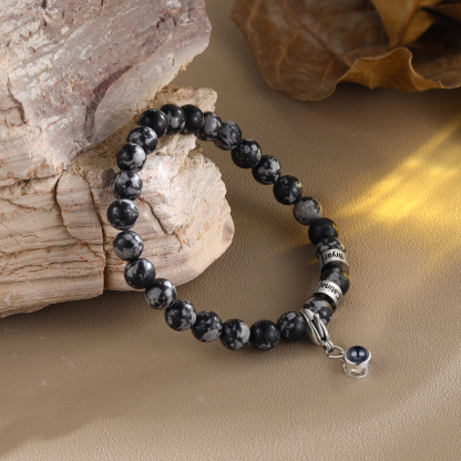 Bracelet en Malachite 2 Prénoms Personnalisés avec Photo Bracelet Photo Projection｜Jessemade