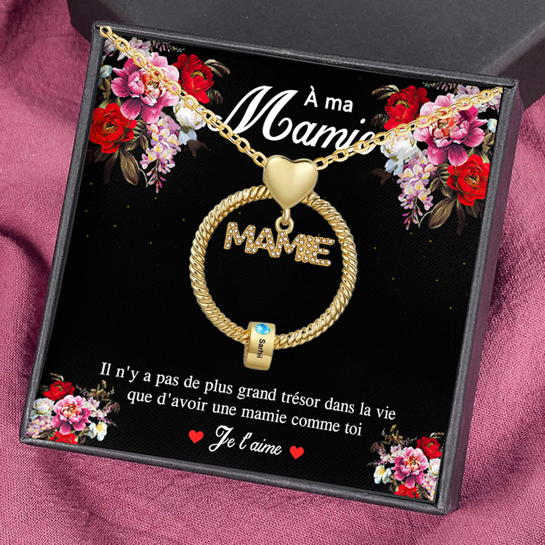 À ma Mamie - Collier Personnalisé 1 Prénom et Pierre de naissance Or/Argent｜Jessemade