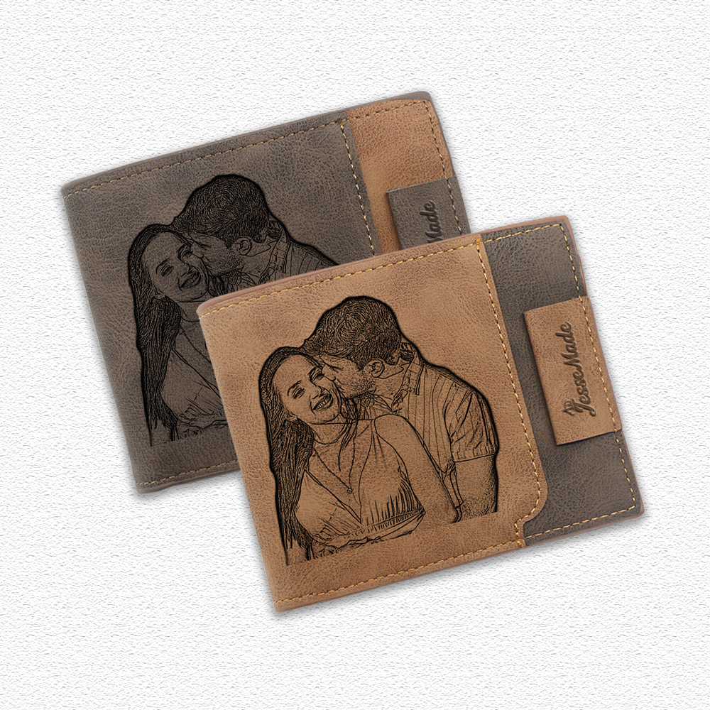 Portefeuille Classique 1 Prénom et Lettre Personnalisés avec Photo Porte-Monnaie Carte