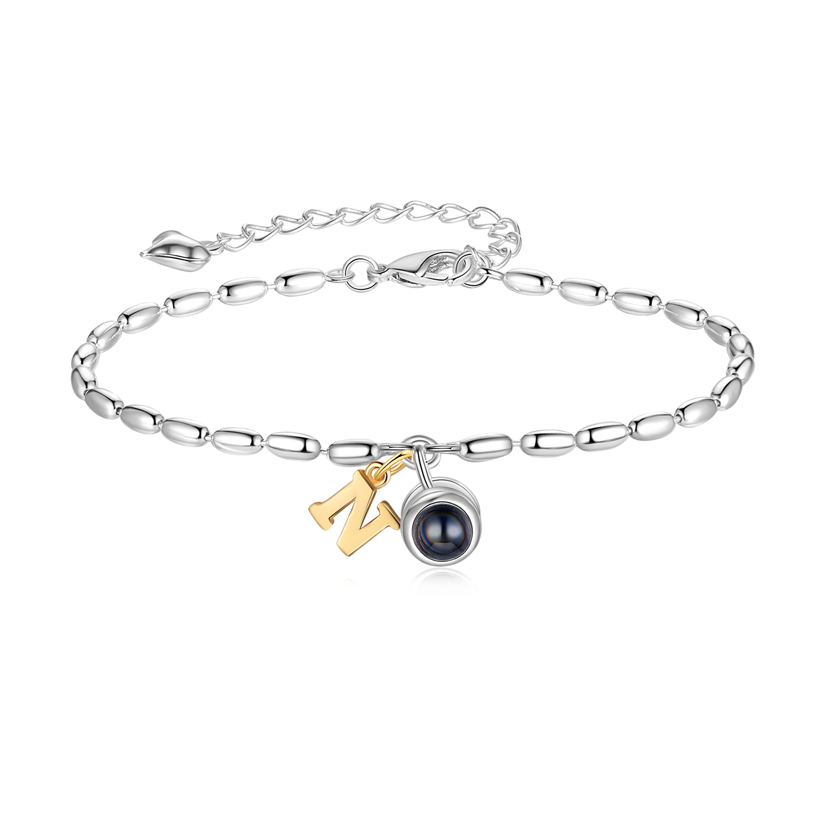 Bracelet Projection de Pierres Bracelet Initiale 1 Photo Personnalisée avec 26 Lettres｜Jessemade