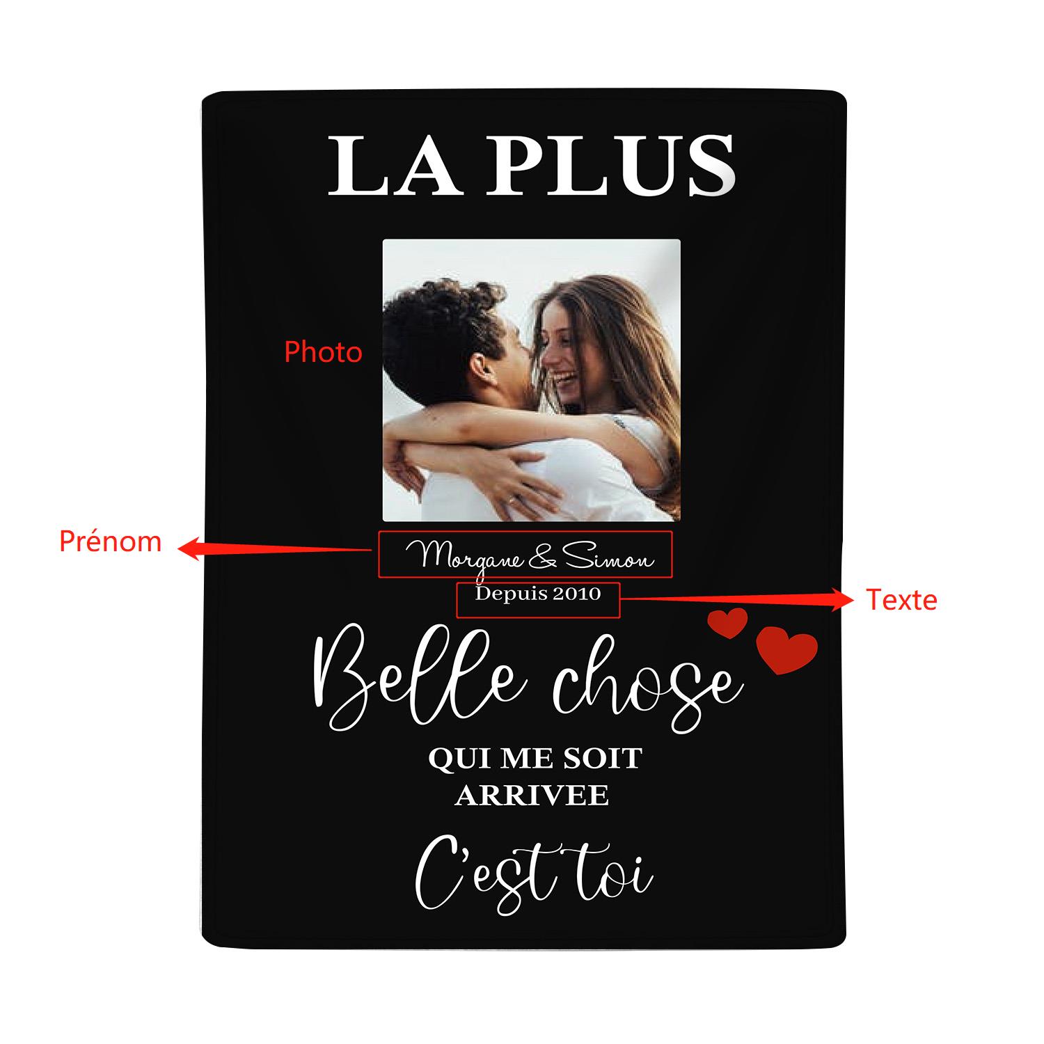 Plaid Personnalisé Prénom et Photo Personnalisés avec Texte Couverture Flanell pour Couple | Jessemade