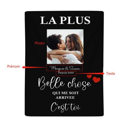 Plaid Personnalisé Prénom et Photo Personnalisés avec Texte Couverture Flanell pour Couple | Jessemade