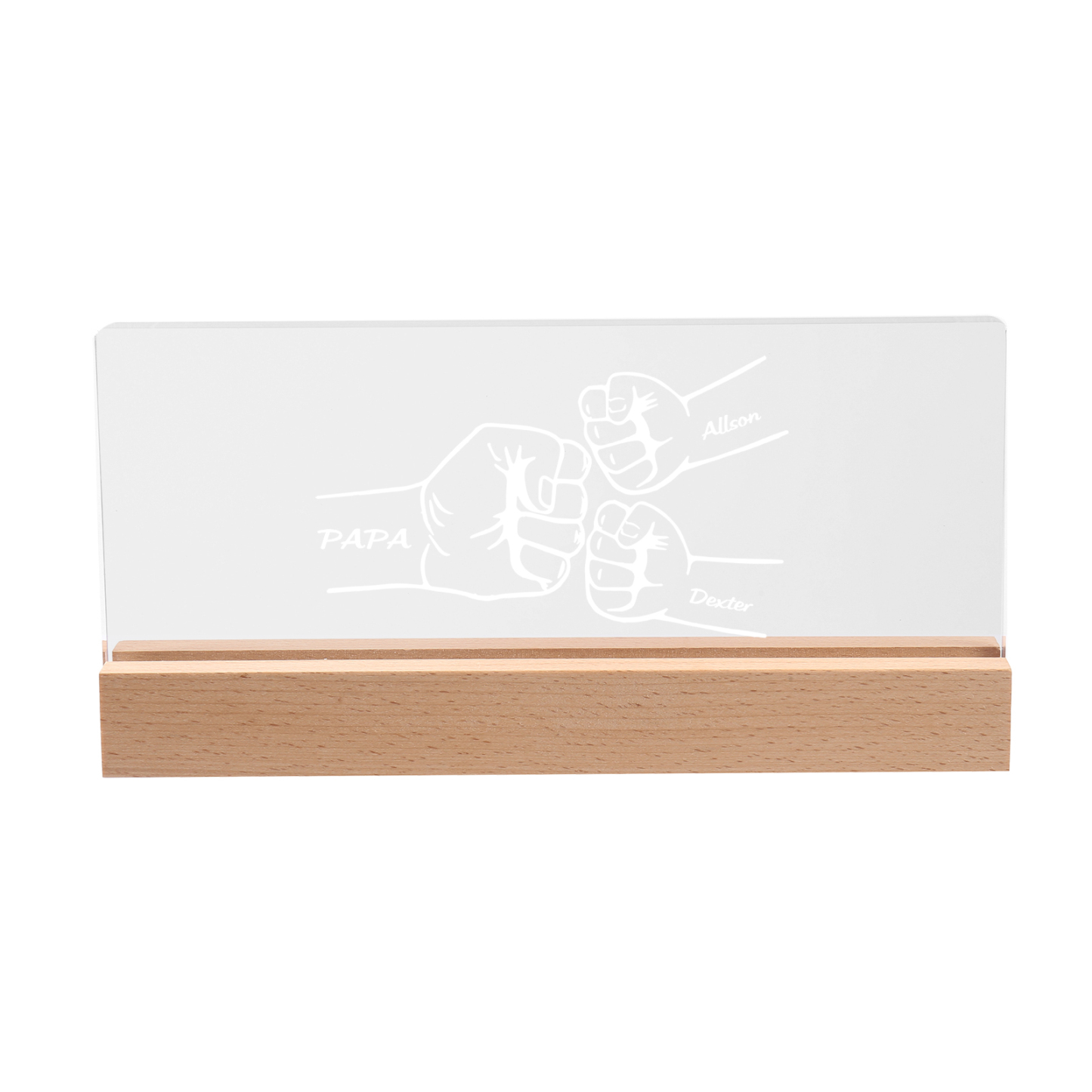 À mon Papa/Papi- Lampe de chevet LED Poings 3 Prénoms Personnalisés